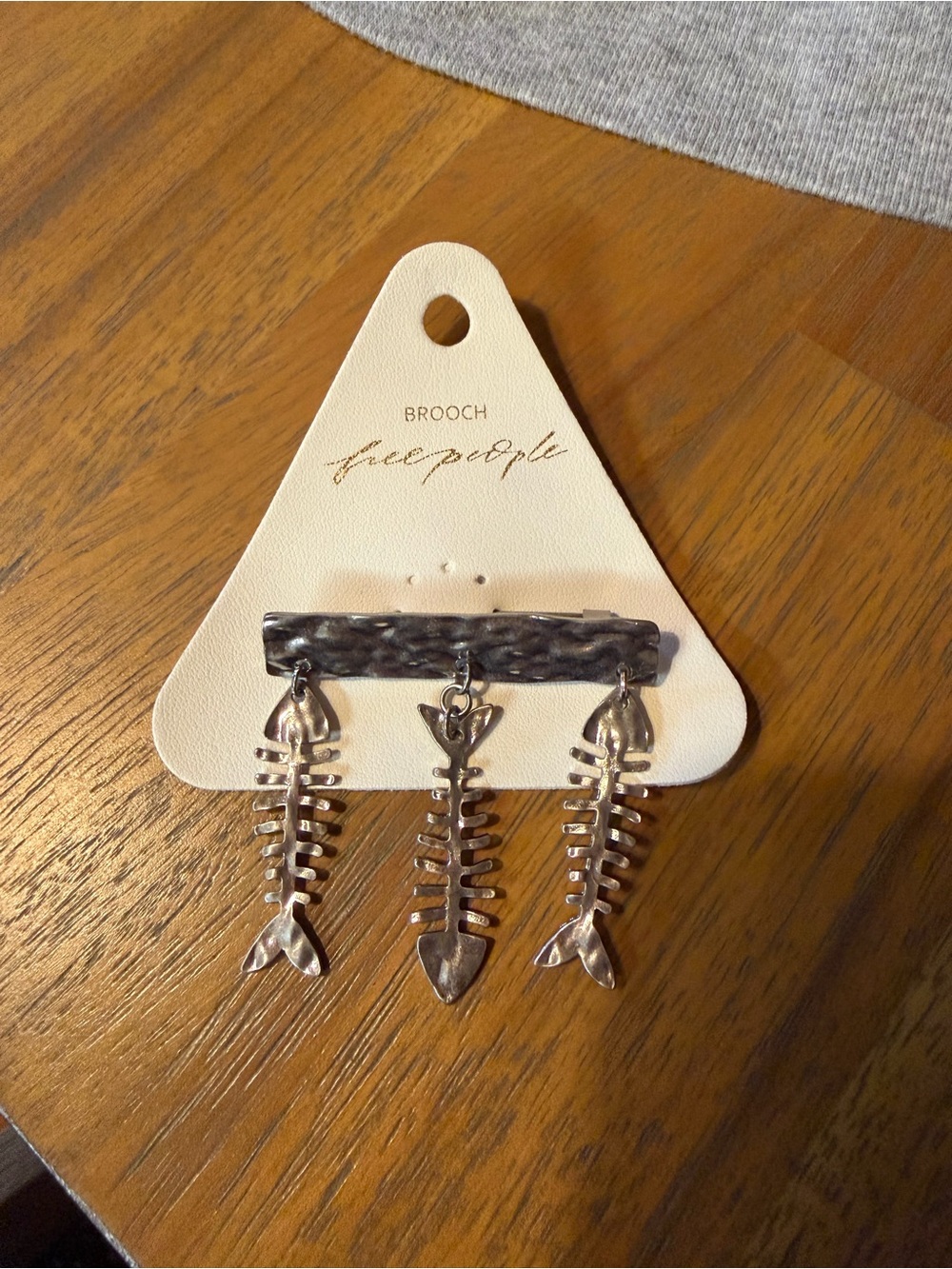 Free People Silver Fishbone Triple Dangle Brooch